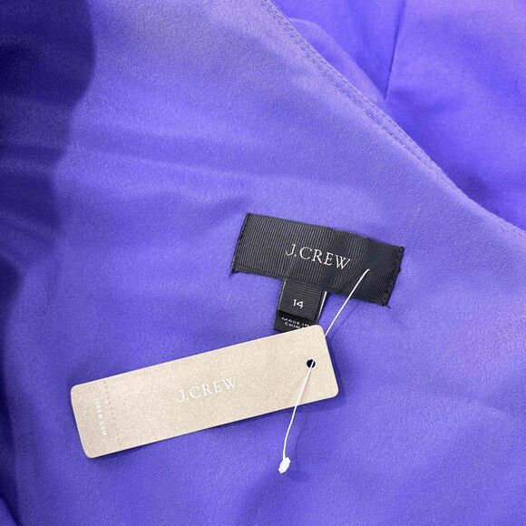NWT J Crew Womens Purple One-Shoulder Ruffle Back Zip Mini Dress Size 14 - Picture 8 of 13